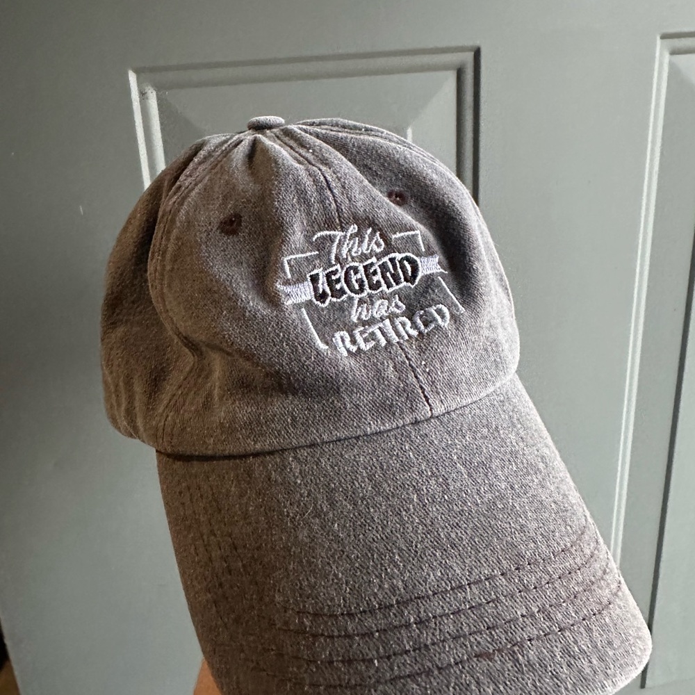 Gray 'This Legend Has Retired' embroidered baseball Cap hat